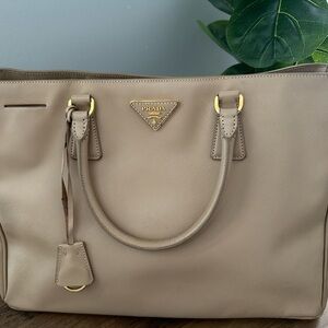 Prada Beige Leather Milano Tote Bag